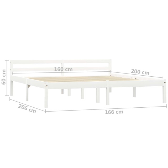 Cadre de lit sans matelas blanc bois de pin massif 160x200 cm