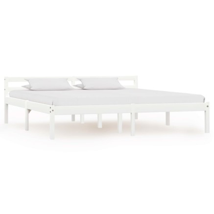 Cadre de lit sans matelas blanc bois massif de pin 180x200 cm