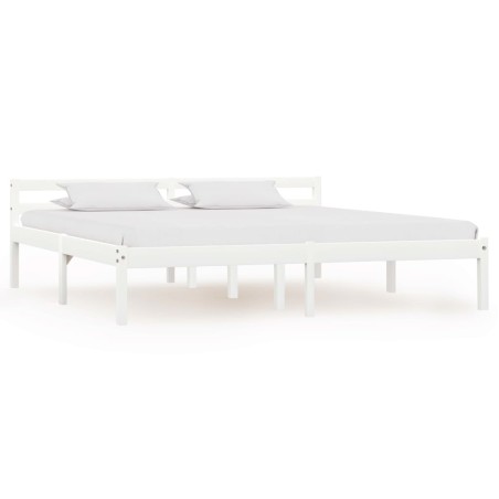 Cadre de lit sans matelas blanc bois massif de pin 180x200 cm