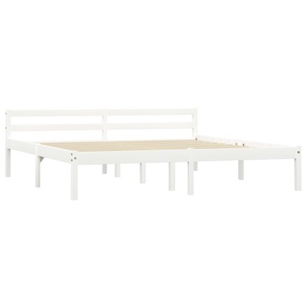 Cadre de lit sans matelas blanc bois massif de pin 180x200 cm 2