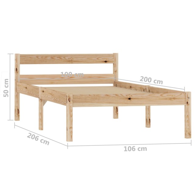Cadre de lit sans matelas bois massif de pin 100x200 cm