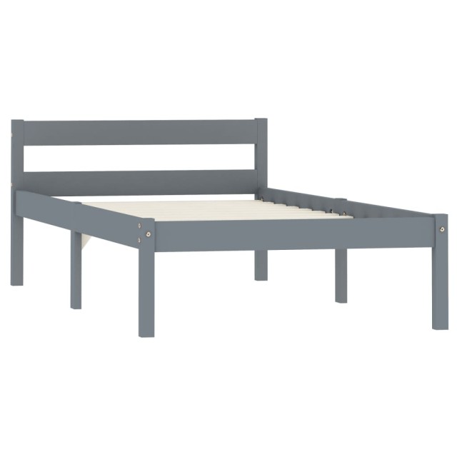 Cadre de lit sans matelas gris bois de pin massif 90x200 cm