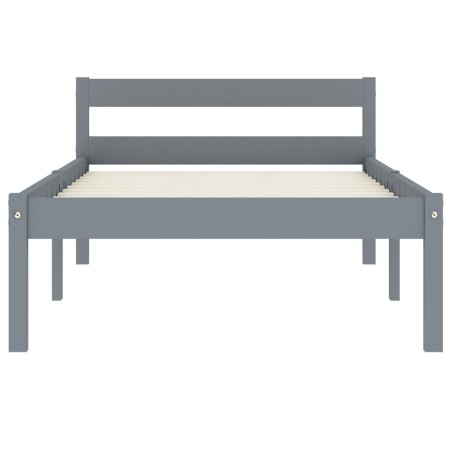 Cadre de lit sans matelas gris bois de pin massif 90x200 cm