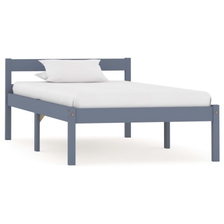 Cadre de lit sans matelas gris bois massif de pin 100x200 cm
