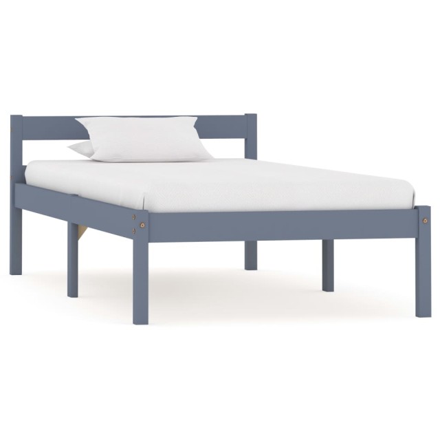 Cadre de lit sans matelas gris bois massif de pin 100x200 cm