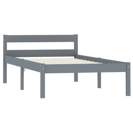 Cadre de lit sans matelas gris bois massif de pin 100x200 cm 2