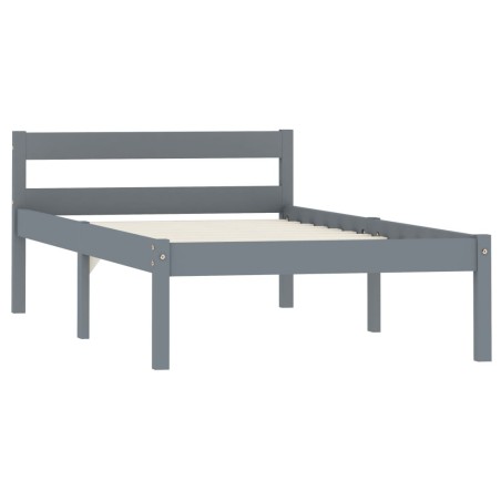 Cadre de lit sans matelas gris bois massif de pin 100x200 cm