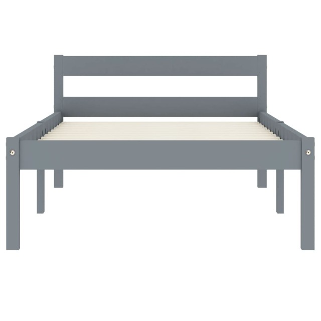 Cadre de lit sans matelas gris bois massif de pin 100x200 cm