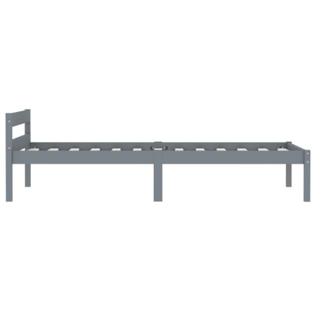 Cadre de lit sans matelas gris bois massif de pin 100x200 cm