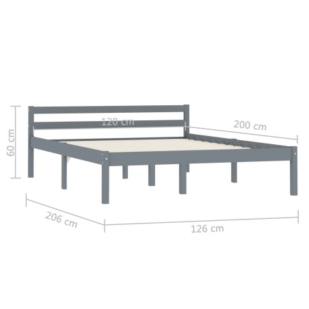 Cadre de lit sans matelas gris bois de pin massif 120x200 cm