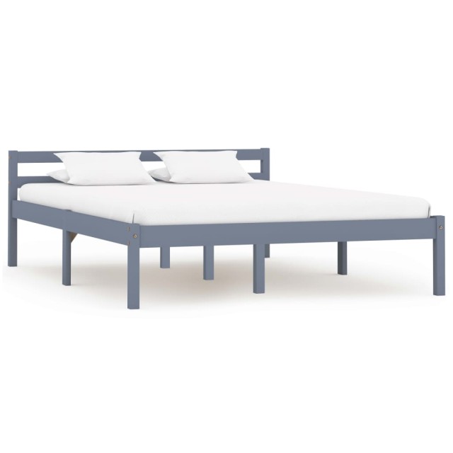 Cadre de lit sans matelas gris bois massif de pin 140x200 cm