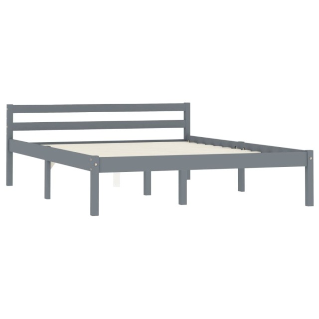 Cadre de lit sans matelas gris bois massif de pin 140x200 cm