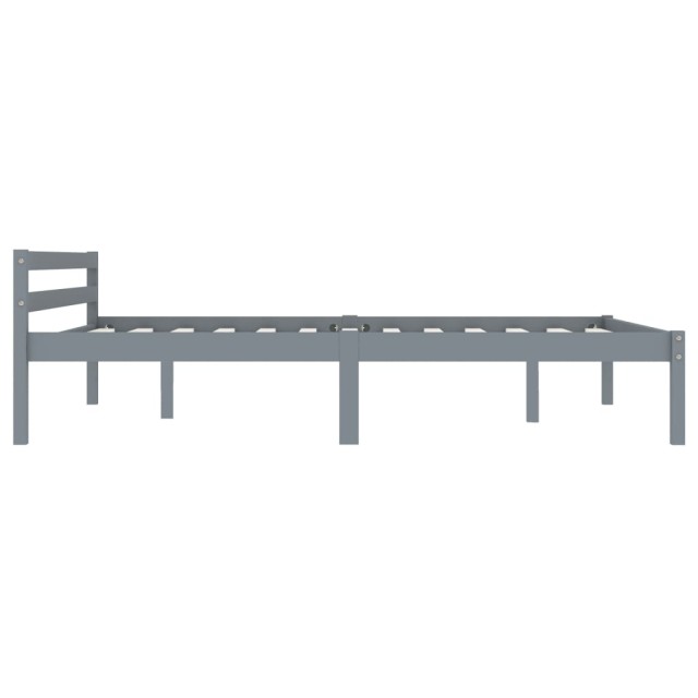 Cadre de lit sans matelas gris bois massif de pin 140x200 cm