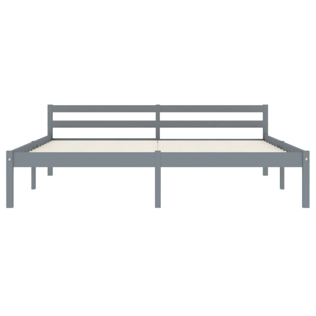Cadre de lit sans matelas gris bois massif de pin 160x200 cm