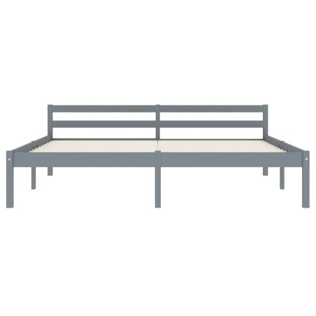 Cadre de lit sans matelas gris bois massif de pin 160x200 cm