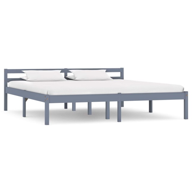 Cadre de lit sans matelas gris bois massif de pin 180x200 cm