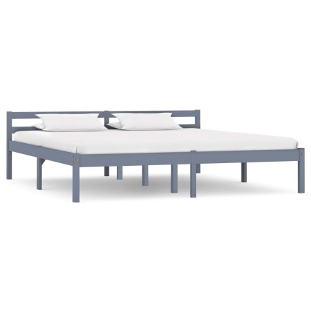Cadre de lit sans matelas gris bois massif de pin 180x200 cm