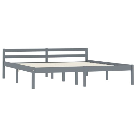 Cadre de lit sans matelas gris bois massif de pin 180x200 cm 2