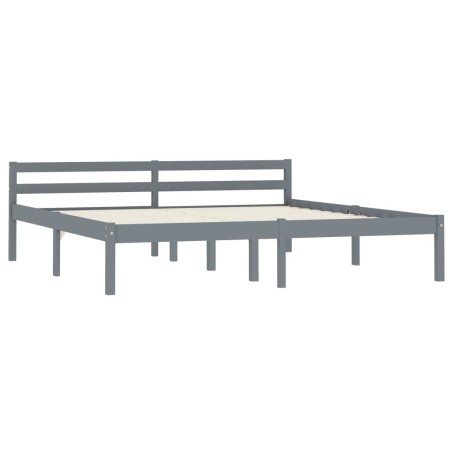 Cadre de lit sans matelas gris bois massif de pin 180x200 cm
