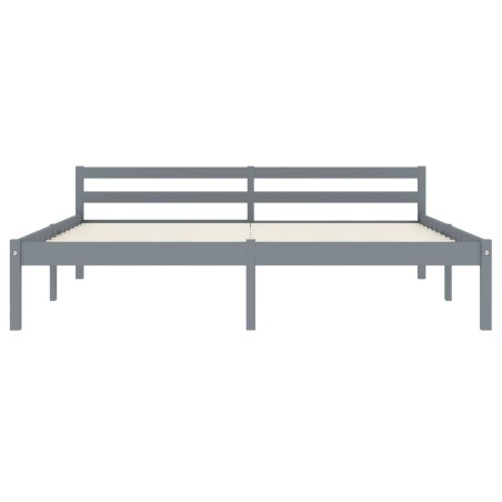Cadre de lit sans matelas gris bois massif de pin 180x200 cm