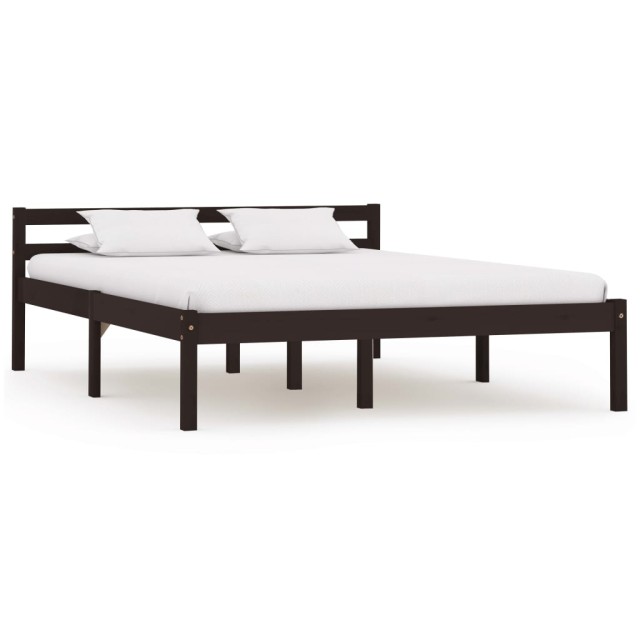 Cadre de lit sans matelas marron foncé pin massif 120x200 cm
