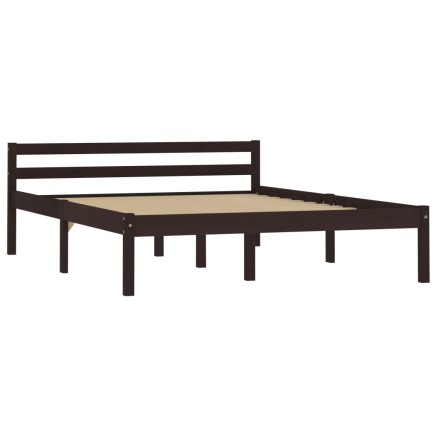 Cadre de lit sans matelas marron foncé pin massif 120x200 cm 2