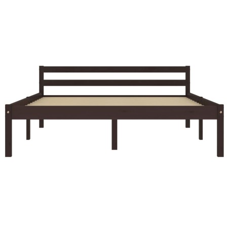 Cadre de lit sans matelas marron foncé pin massif 120x200 cm