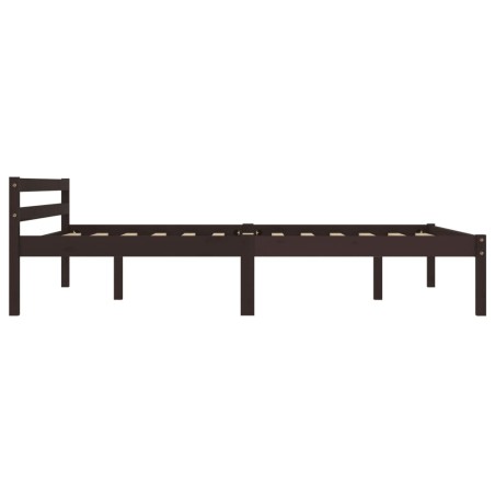 Cadre de lit sans matelas marron foncé pin massif 120x200 cm