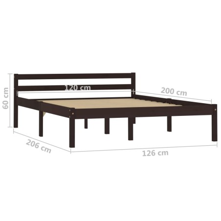 Cadre de lit sans matelas marron foncé pin massif 120x200 cm