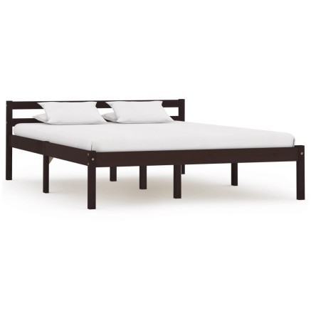 Cadre de lit sans matelas marron foncé pin massif 140x200 cm
