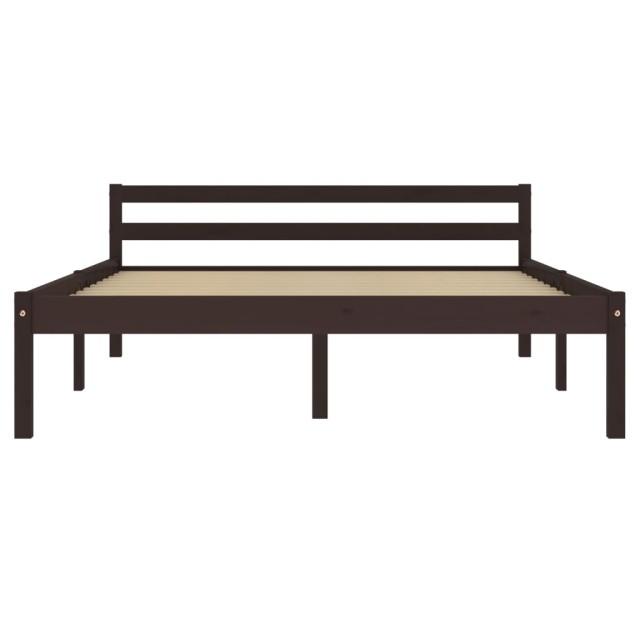 Cadre de lit sans matelas marron foncé pin massif 140x200 cm