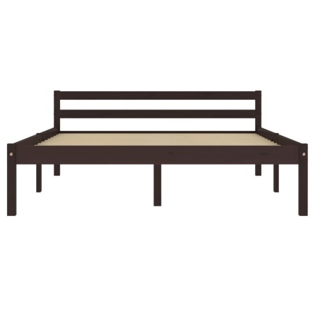 Cadre de lit sans matelas marron foncé pin massif 140x200 cm