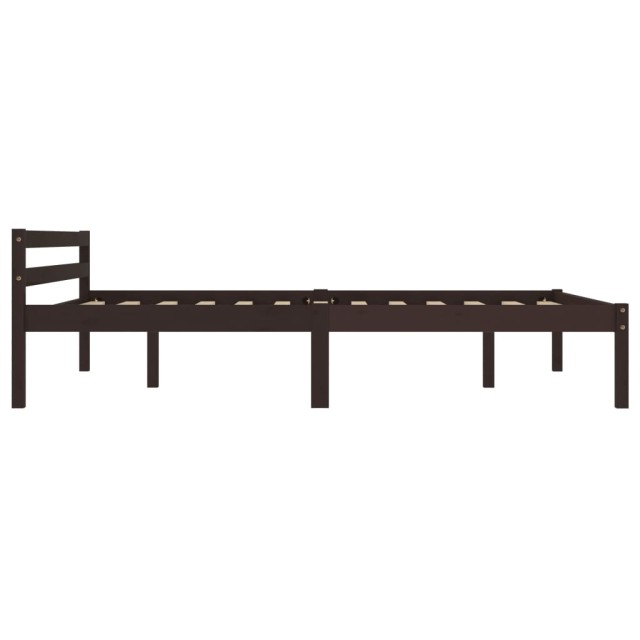 Cadre de lit sans matelas marron foncé pin massif 140x200 cm