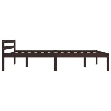Cadre de lit sans matelas marron foncé pin massif 140x200 cm