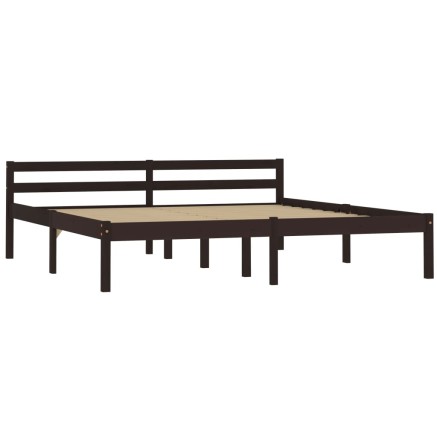 Cadre de lit sans matelas marron foncé pin massif 160x200 cm 2