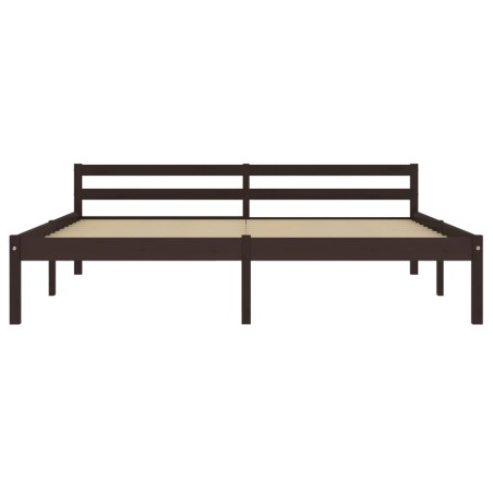 Cadre de lit sans matelas marron foncé pin massif 160x200 cm