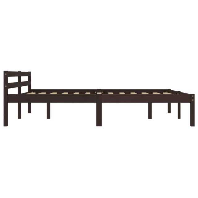 Cadre de lit sans matelas marron foncé pin massif 160x200 cm