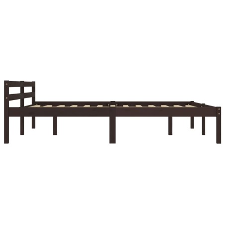 Cadre de lit sans matelas marron foncé pin massif 160x200 cm