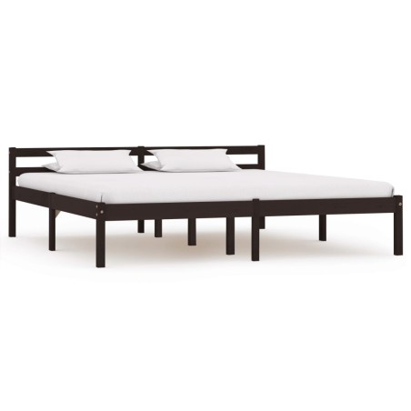 Cadre de lit sans matelas marron foncé pin massif 180x200 cm