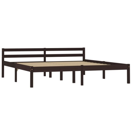 Cadre de lit sans matelas marron foncé pin massif 180x200 cm