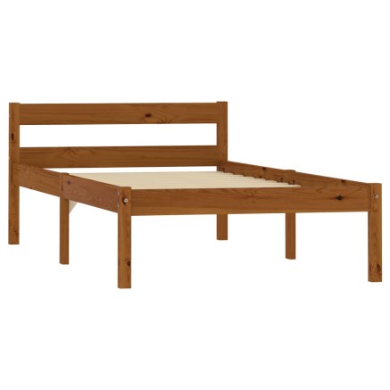 Cadre de lit sans matelas Marron miel Bois pin massif 90x200 cm 2
