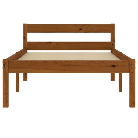 Cadre de lit sans matelas Marron miel Bois pin massif 90x200 cm