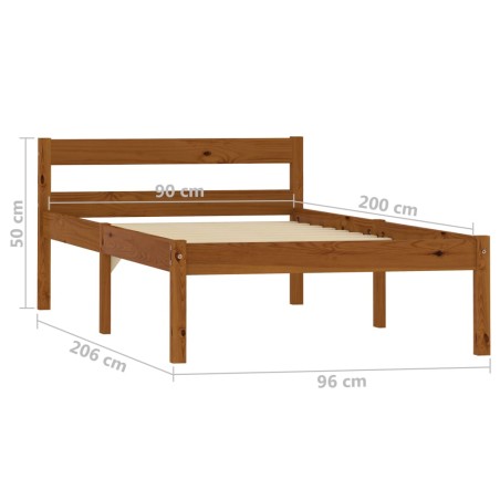 Cadre de lit sans matelas Marron miel Bois pin massif 90x200 cm