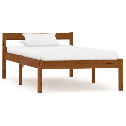 Cadre de lit sans matelas marron miel pin massif 100x200 cm