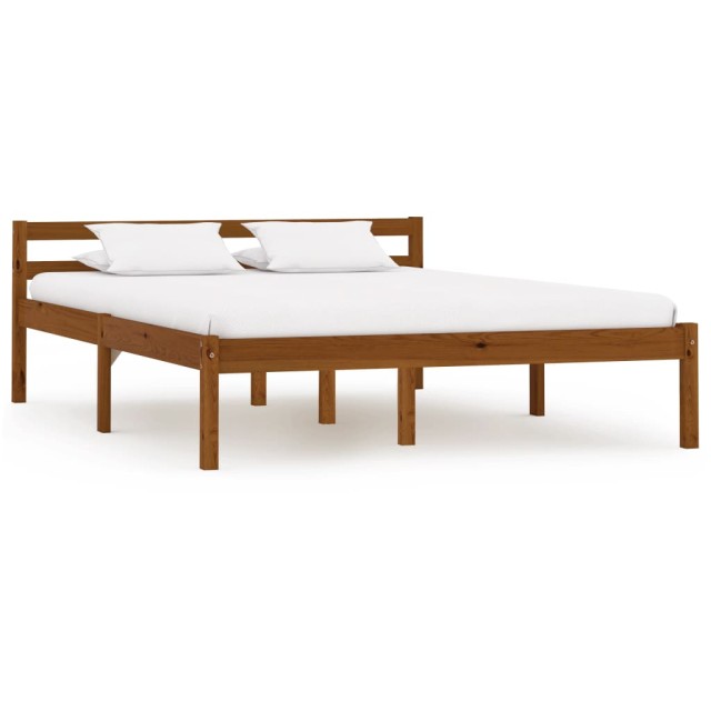 Cadre de lit sans matelas marron miel pin massif 120x200 cm