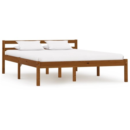 Cadre de lit sans matelas marron miel pin massif 120x200 cm