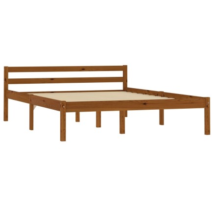 Cadre de lit sans matelas marron miel pin massif 120x200 cm 2
