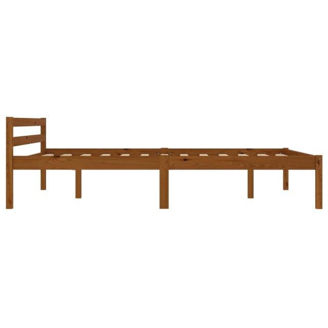 Cadre de lit sans matelas marron miel pin massif 140x200 cm