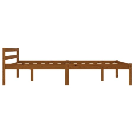 Cadre de lit sans matelas marron miel pin massif 140x200 cm