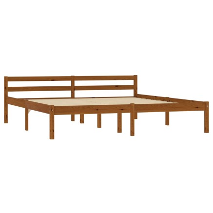 Cadre de lit sans matelas marron miel pin massif 160x200 cm 2